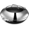 Hybrid Nonstick 14 Inch Wok With Steel Lid Pot Set of Non-stick Kitchen Pots Induction Ready Compatible With All Cooktops Pan