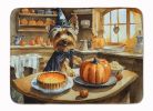 Silky Terrier Fall Kitchen Pumpkins Memory Foam Kitchen Mat Machine Washable Anti-Fatigue Mat Cushion Comfort Bath Mat or Kitchen Rug