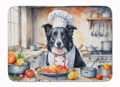 Border Collie The Chef Memory Foam Kitchen Mat Machine Washable Anti-Fatigue Mat Cushion Comfort Bath Mat or Kitchen Rug