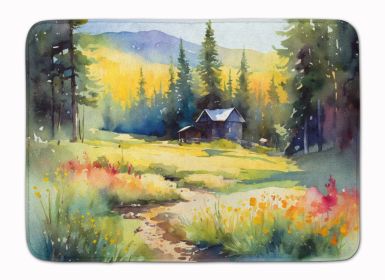 Montana Bitterroot in Watercolor Memory Foam Kitchen Mat Machine Washable Anti-Fatigue Mat Cushion Comfort Bath Mat or Kitchen Rug