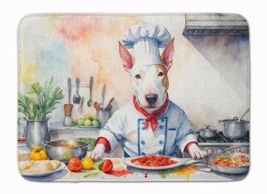 Bull Terrier The Chef Memory Foam Kitchen Mat Machine Washable Anti-Fatigue Mat Cushion Comfort Bath Mat or Kitchen Rug