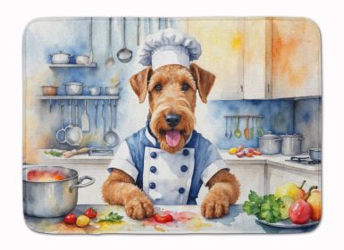 Airedale Terrier The Chef Memory Foam Kitchen Mat Machine Washable Anti-Fatigue Mat Cushion Comfort Bath Mat or Kitchen Rug