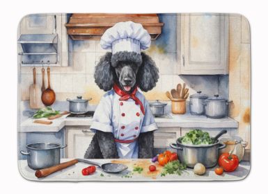 Black Poodle The Chef Memory Foam Kitchen Mat Machine Washable Anti-Fatigue Mat Cushion Comfort Bath Mat or Kitchen Rug