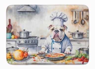 English Bulldog The Chef Memory Foam Kitchen Mat Machine Washable Anti-Fatigue Mat Cushion Comfort Bath Mat or Kitchen Rug