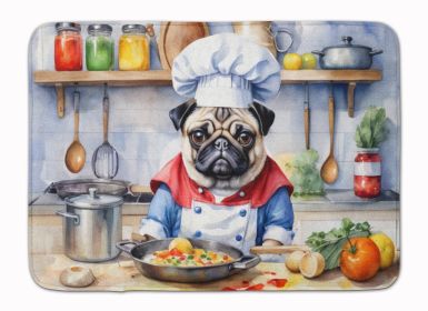 Pug The Chef Memory Foam Kitchen Mat Machine Washable Anti-Fatigue Mat Cushion Comfort Bath Mat or Kitchen Rug