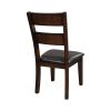 Cherry Finish Classic 5pc Dining Set Wooden Table Draw Leaf and 4 Side Chairs Faux Leather Upholstered Durable Furniture Transitional Style Ladder Bac