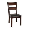 Cherry Finish Classic 5pc Dining Set Wooden Table Draw Leaf and 4 Side Chairs Faux Leather Upholstered Durable Furniture Transitional Style Ladder Bac