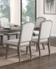 Classic Kitchen Dining 5pc Set Extendable Table and 4 Side Chairs Chenille Fabric Upholstered Brown Gray Finish Wooden Furniture