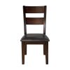 Cherry Finish Classic 5pc Dining Set Wooden Table Draw Leaf and 4 Side Chairs Faux Leather Upholstered Durable Furniture Transitional Style Ladder Bac