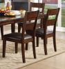 Cherry Finish Classic 5pc Dining Set Wooden Table Draw Leaf and 4 Side Chairs Faux Leather Upholstered Durable Furniture Transitional Style Ladder Bac