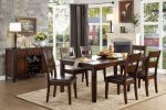 Cherry Finish Classic 5pc Dining Set Wooden Table Draw Leaf and 4 Side Chairs Faux Leather Upholstered Durable Furniture Transitional Style Ladder Bac