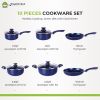 Pots and Pans Set,Aluminum Cookware Set, Nonstick Ceramic Coating, Fry Pan, Stockpot with Lid, Blue,10 Pieces